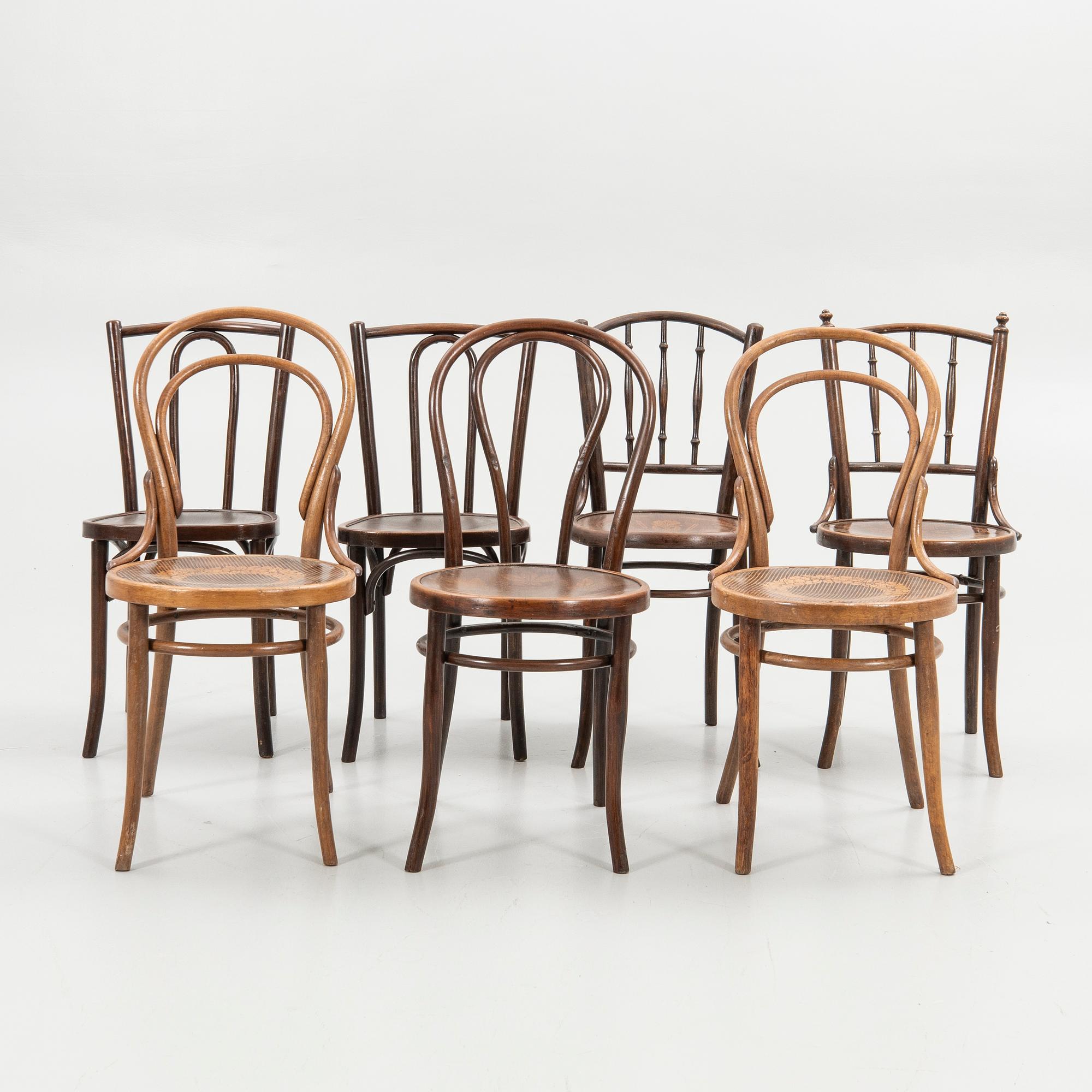 Chairs, 7 pieces, including Thonet, early 20th century.