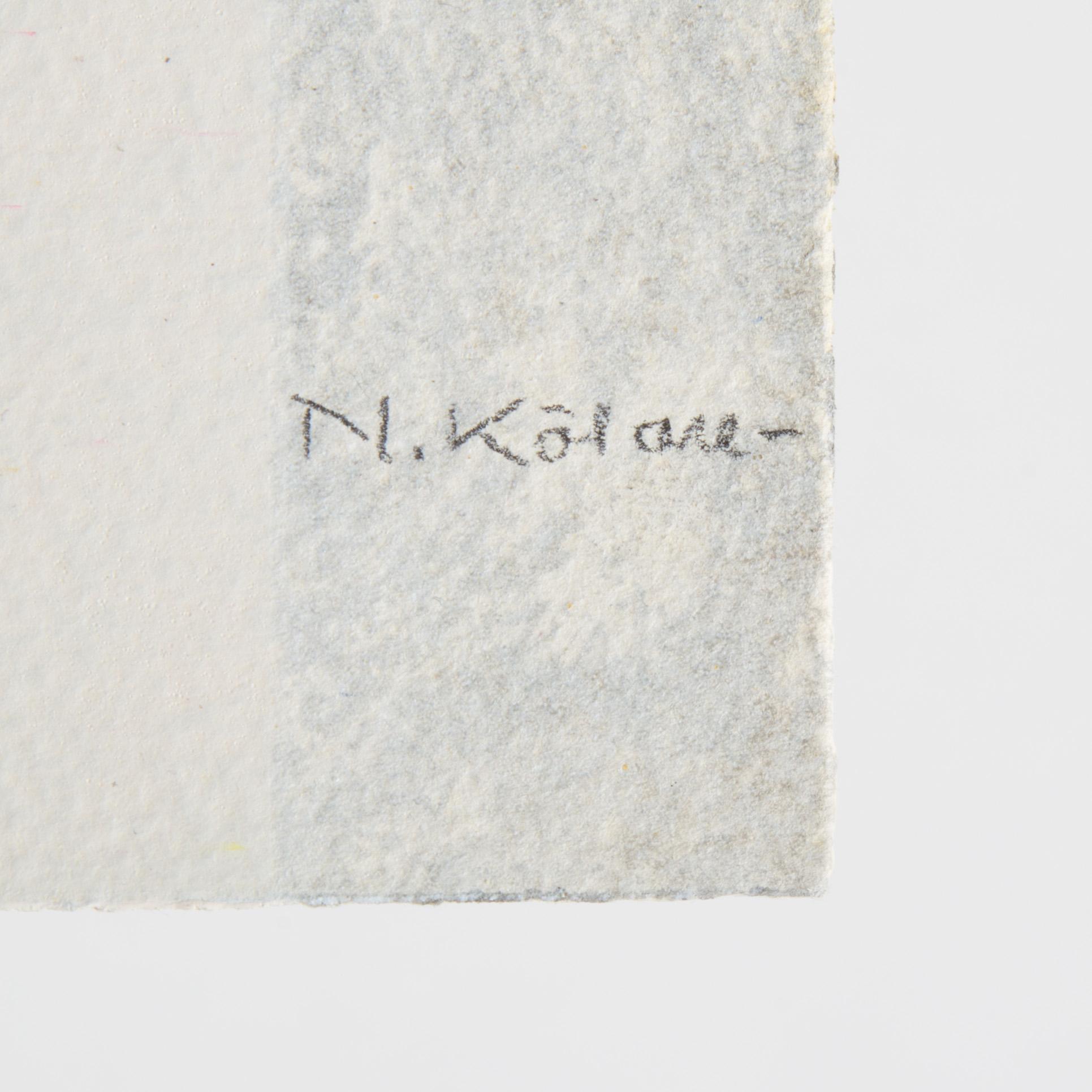 NILS KÖLARE, färgserigrafier, 3 st i mapp med bok, "Kolofon", signerade N. Kölare och numrerad 99/100 med blyerts.