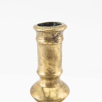 Candlestick, brass, around the year 1700, Baroque style.