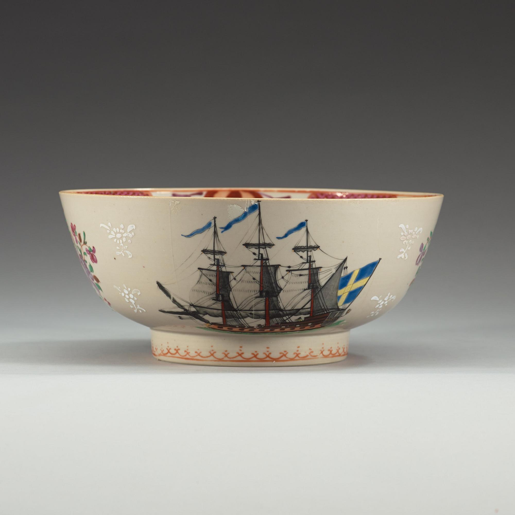 A famille rose 'European Subject' punch bowl, Qing dynasty, Qianlong (1736-95).
