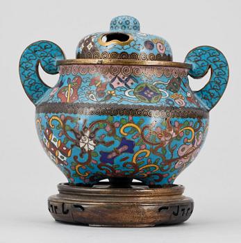 RÖKELSEKAR, cloisonne, Kina, 1800/1900-tal.