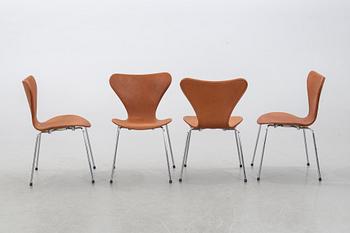 ARNE JACOBSEN, "Sjuan", 6 chairs, Fritz Hansen, Denmark.