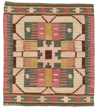 198. Märta Måås-Fjetterström, a textile, "Blekingerosa", flat weave, ca 63-64 x 55-56,5 cm, signed AB MMF.