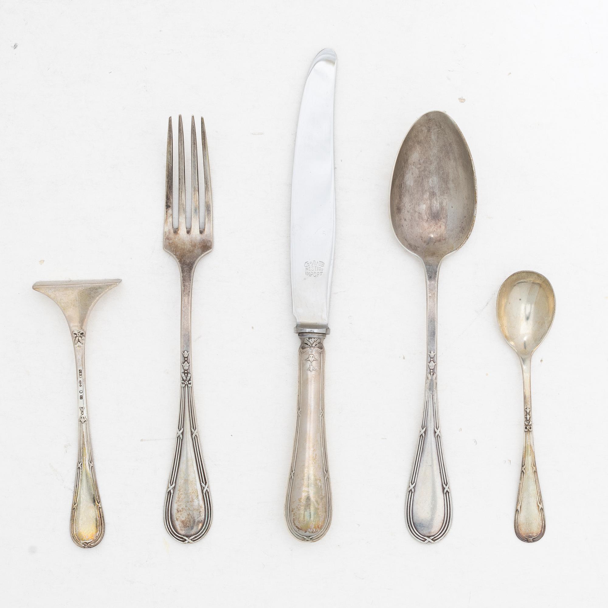 Christening set, 6 pieces, silver, CG Hallberg, Stockholm, 1916–22.
