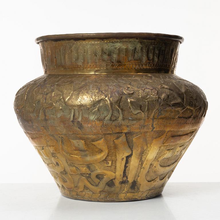 Two brass egyptian revival vessels, early 20th century.