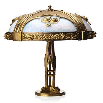 An Art Nouveau bronze table lamp, early 20th century.