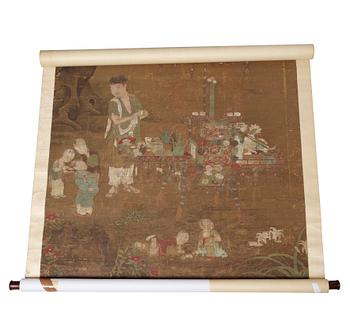 A finely painted hanging scroll by an anonymous artist, presumably Ming Dynasty, 16th/17th century.