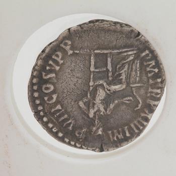 MYNT, silverdenar, Commodus, 179-192 e. Kr. Vikt ca 3 gram.