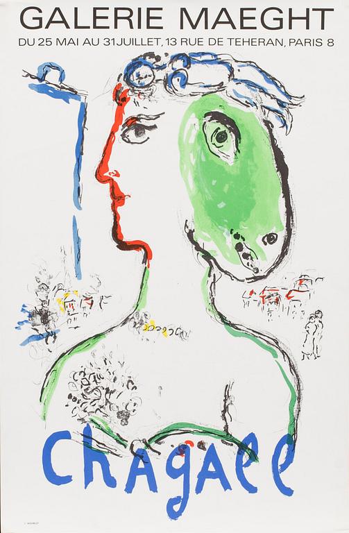 MARC CHAGALL, affisch, Mourlot 1972.