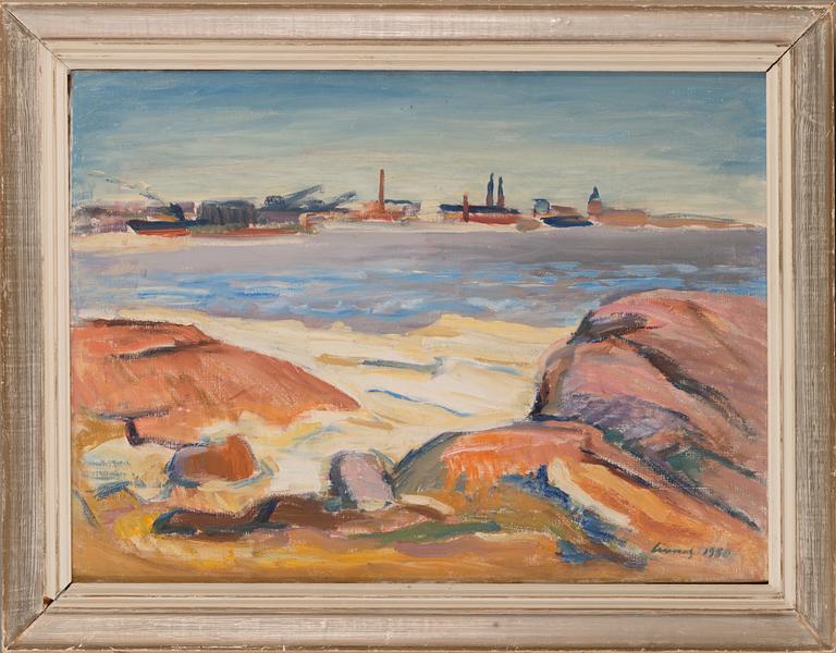 Elsa Linnos, oil on canvas, signed and dated 1950.