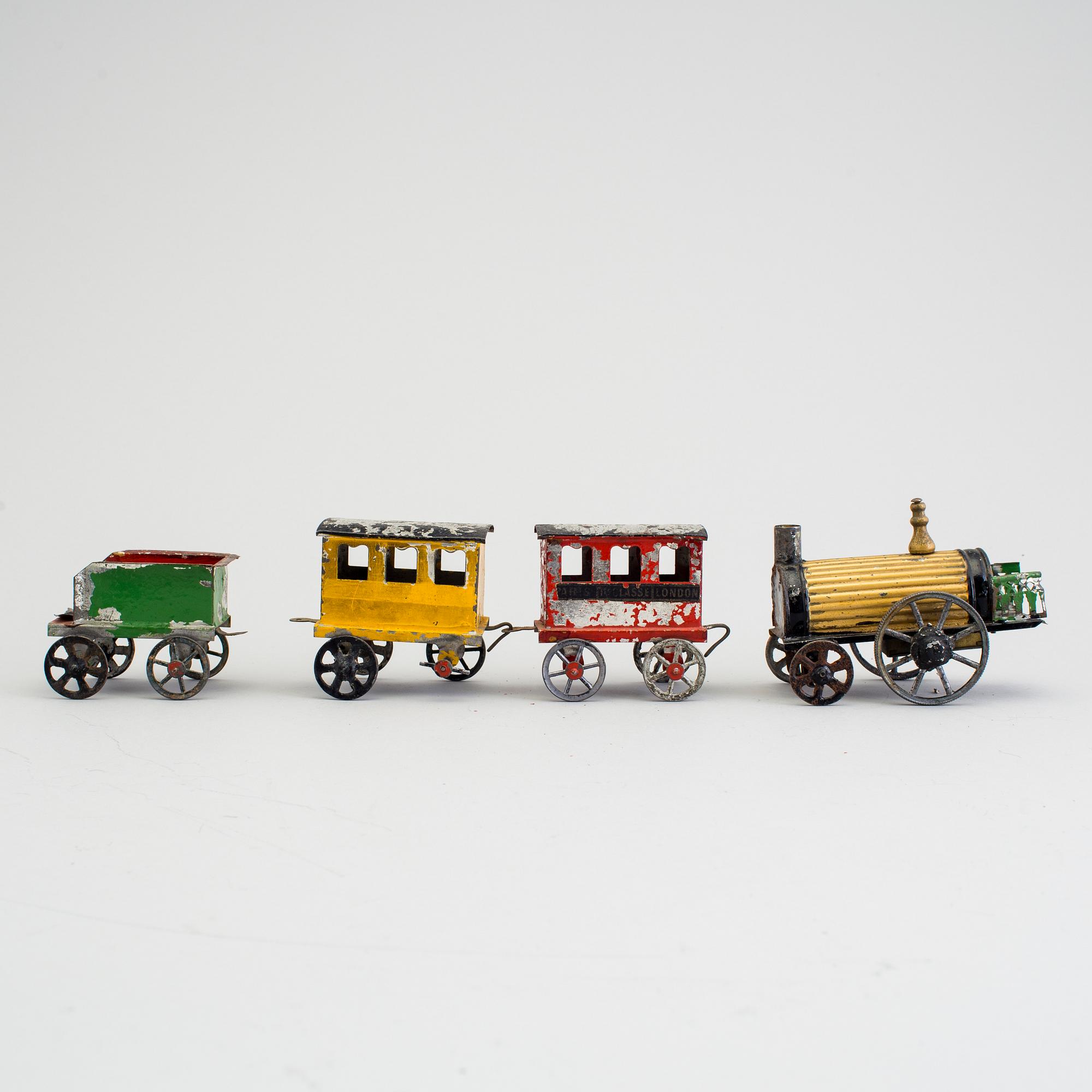 A tinplate train set by E.F. Lefevre, France, ca 1877-1885.