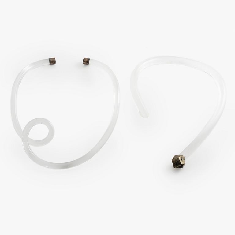 Siv Lagerström, necklaces, two pieces, acrylic and pyrite.