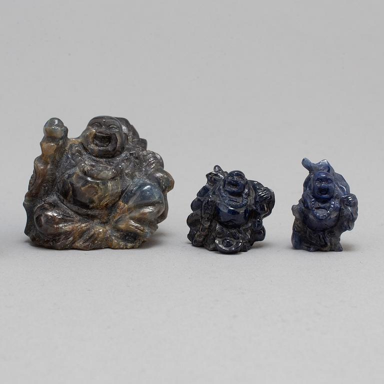 Nine Chinese figures, lapis lazuli and rock chrystal, modern production.