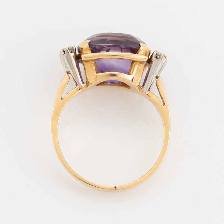 Mixed cut amethyst and eight cut diamond ring.