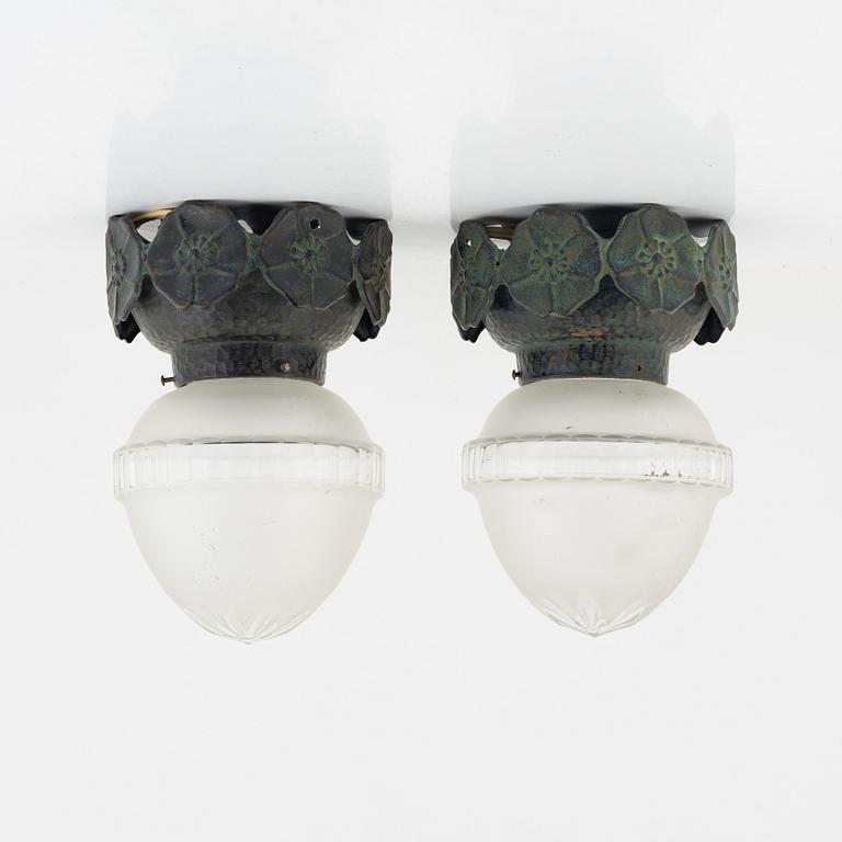 A pair of Art Nouveau ceiling lamps, early 20th Century.