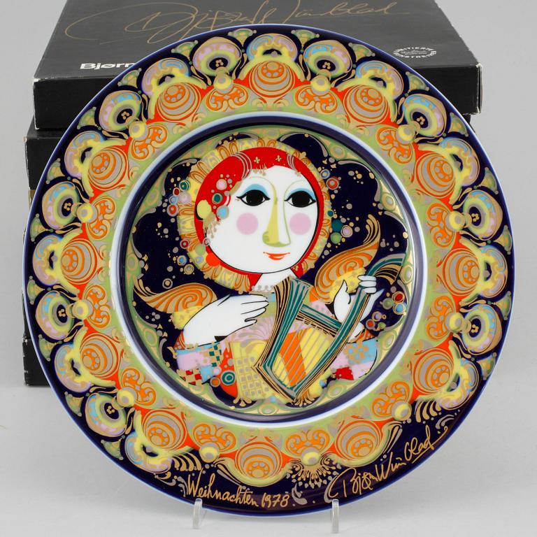 TALLRIKAR, 8 st, samt ASSIETTER, 2 st, porslin, Björn Wiinblad, Rosentahl, 1900-talets andra hälft.