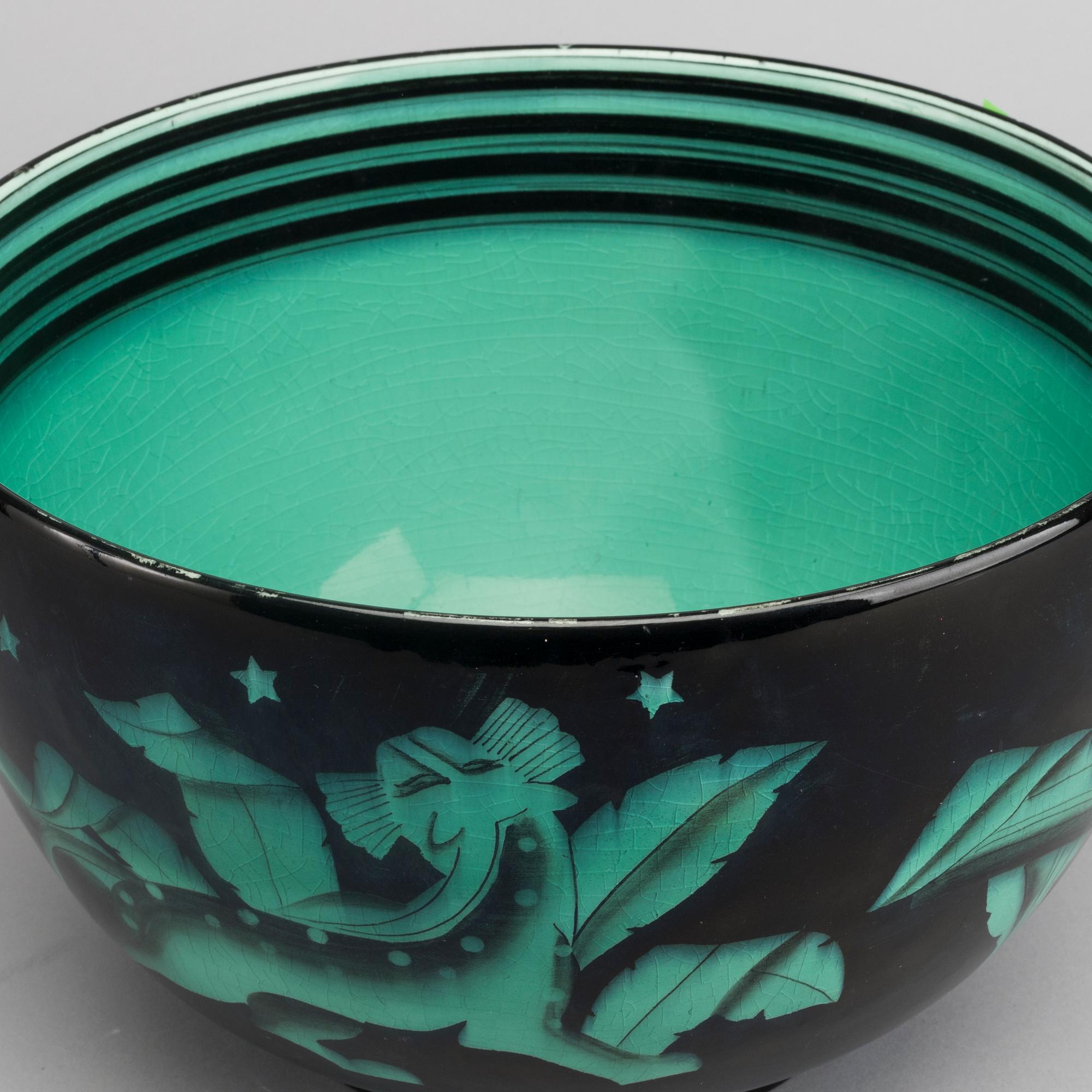 ILSE CLAESSON, "Serie V", bålskål, flintgods. Rörstrand 1930-tal.