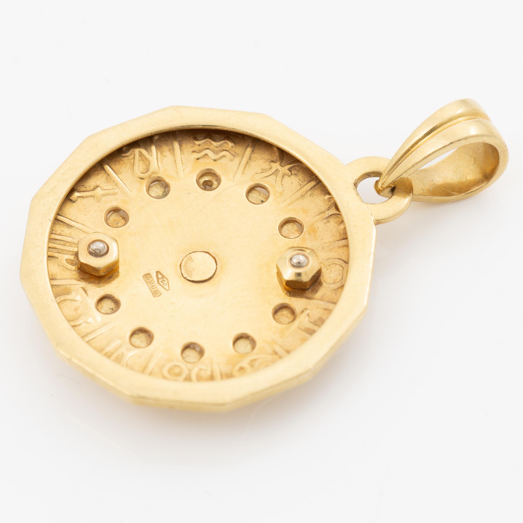 Berlock, zodiak, 18K guld med briljantslipade diamanter.