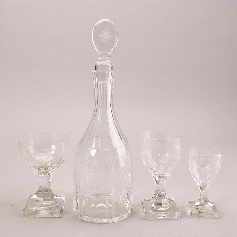 A Kosta 24 pcs glass service "Flach" early 1900s.