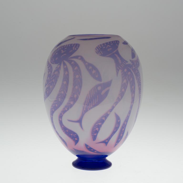 WILKE ADOLFSSON, vase, glass, signed and dated -86.