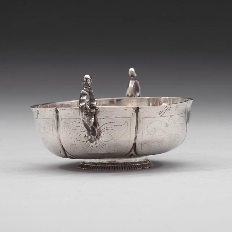 A Swedish 18th century silver brandy-bowl, mark of Peter Biörkman, Karlskrona 1748.