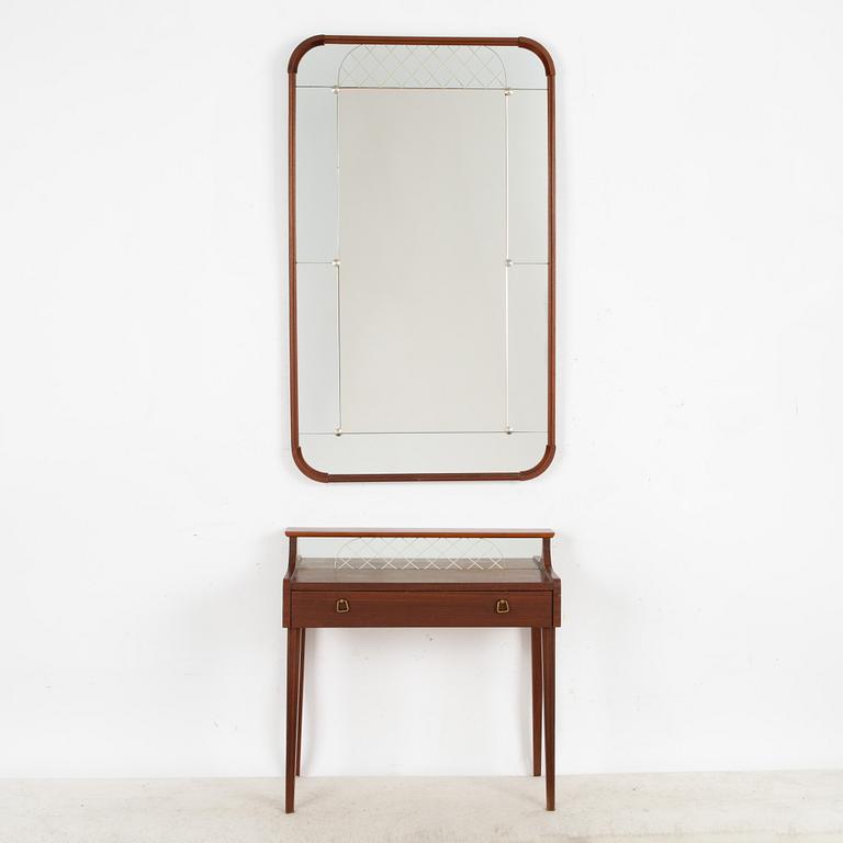 A mirror and small dresser/dressing table, Glas&Trä, Sweden, 1950's/60's.