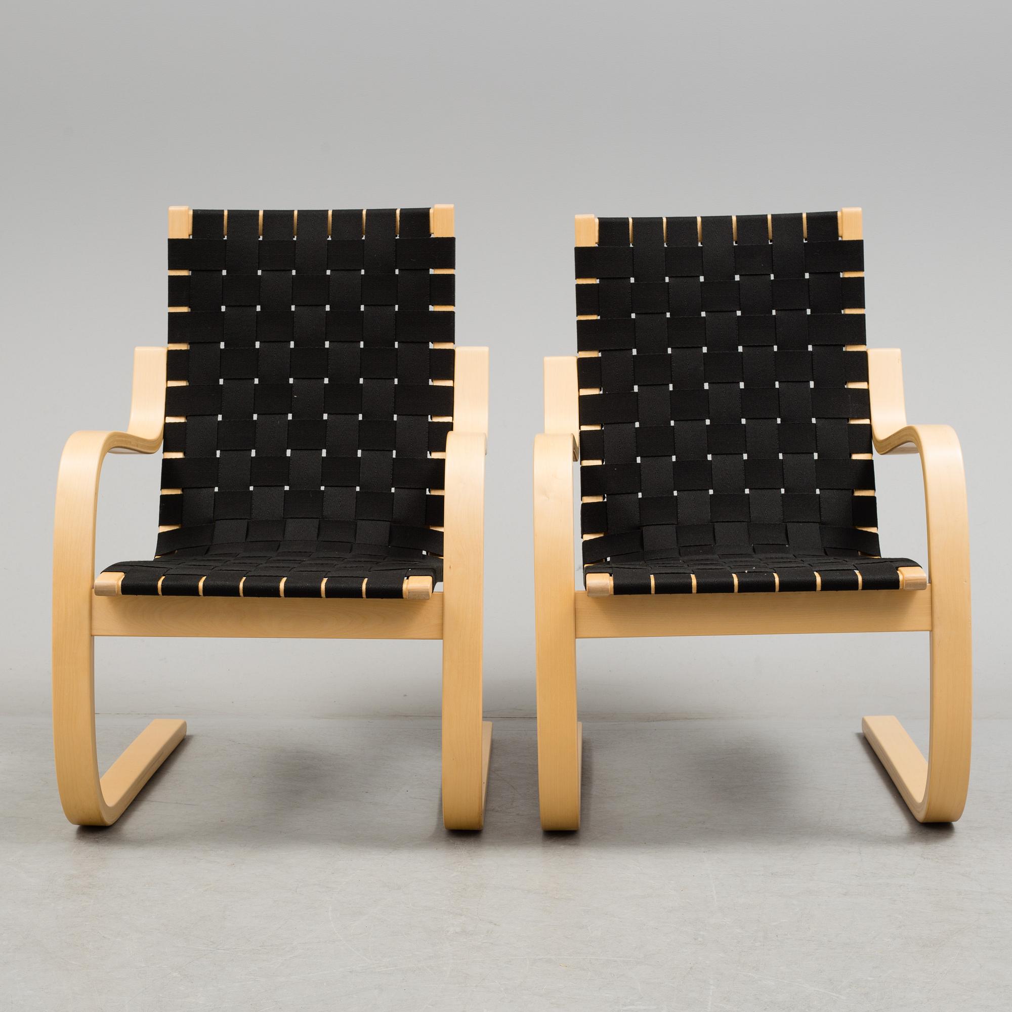 ALVAR AALTO, fåtöljer, ett par, modell 406.