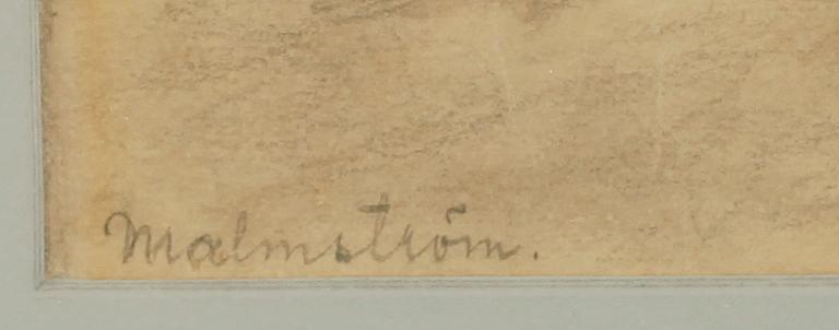 AUGUST MALMSTRÖM, akvarell, signerad.