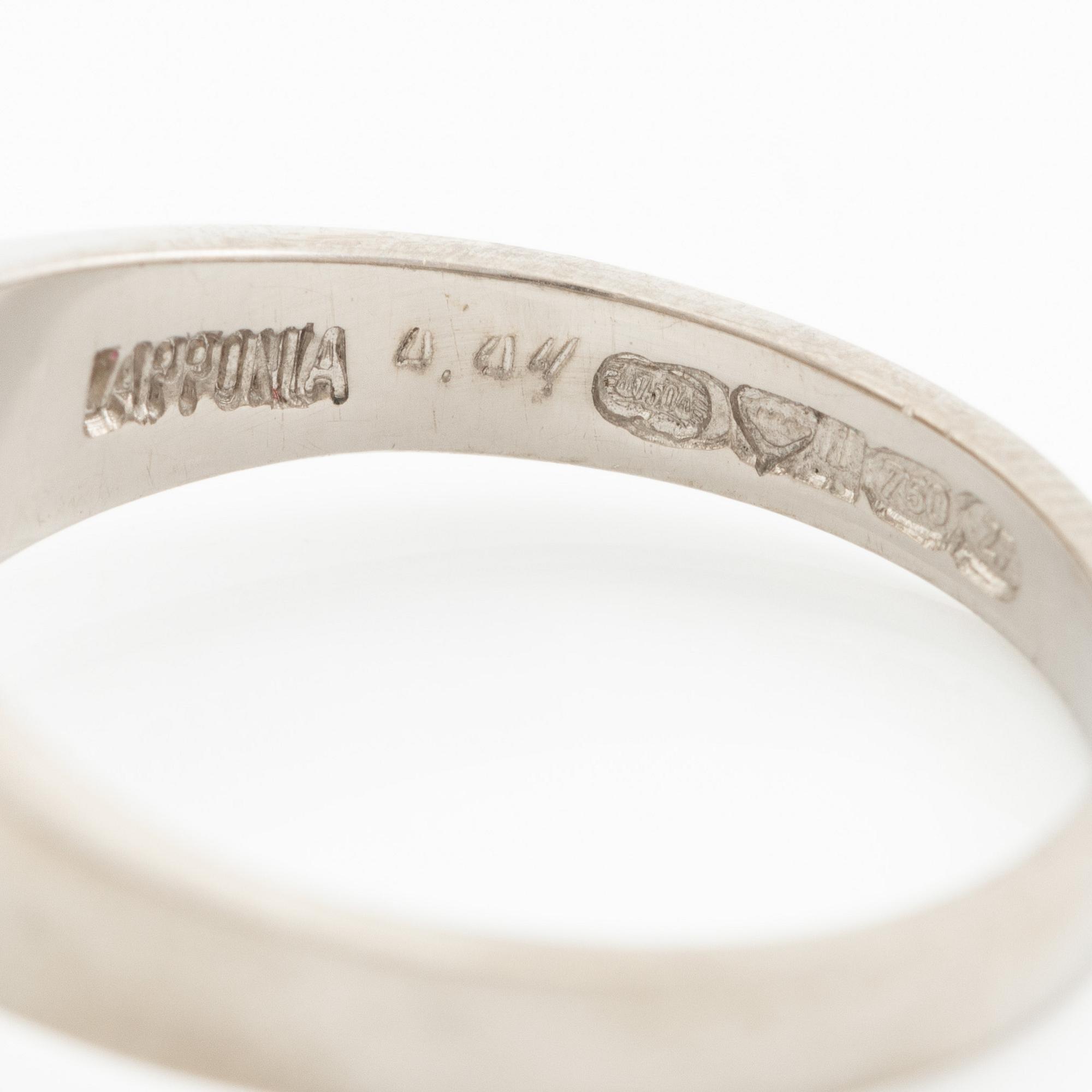 Lapponia, ring 18K white gold set with a round brilliant-cut diamond, Finland 1977.