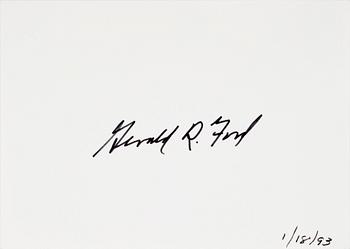 PRESIDENT AUTOGRAF, Gerald R Ford, 38:e President av USA, egenhändig o dat 18/1 -93.