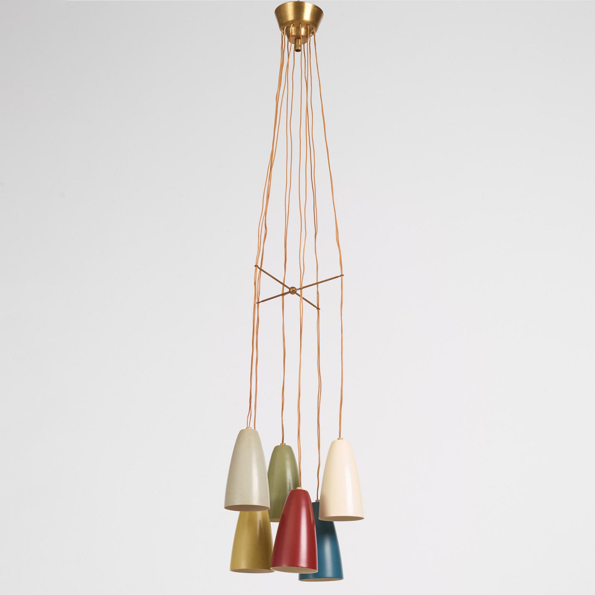 Hans Bergström, taklampa, modell "154/6", ateljé Lyktan, Åhus 1950-tal.