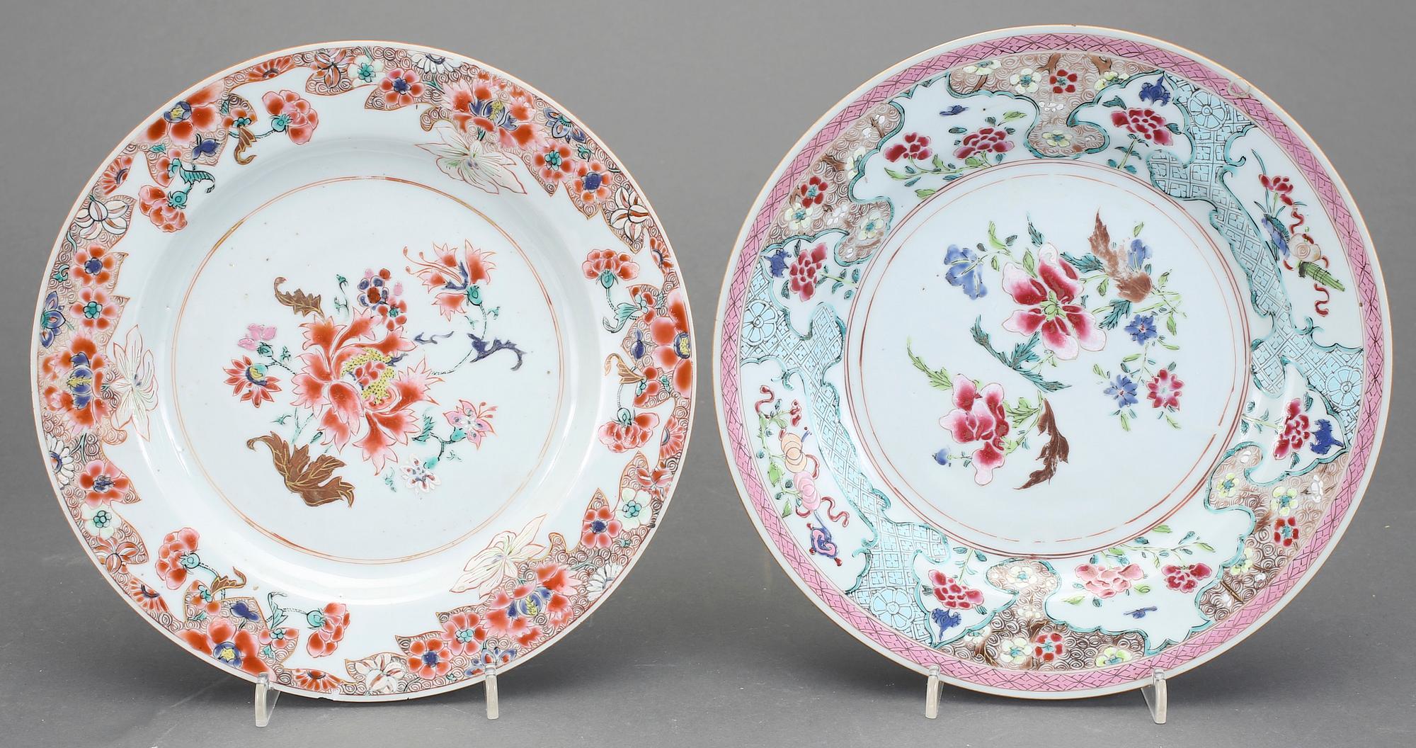 TALLRIKAR, 4 st, porslin, Qing dynastin, Qianlong (1736-95).