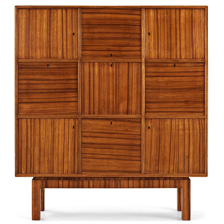 Erik Lund, a zebrano venereed cabinet, Georg Ryman Snickeriverkstäder for the 1930 Stockholm Exhibition.