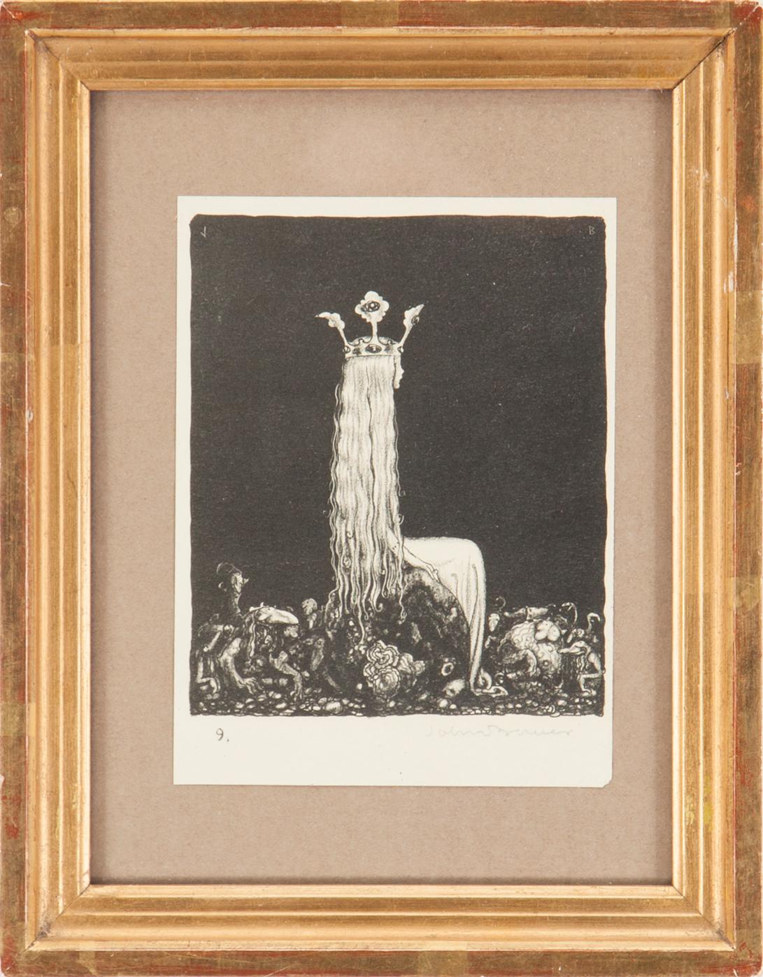JOHN BAUER, litografi, 1915, signerad JB i trycket, numrerad 9 samt signerad John Bauer med blyerts.