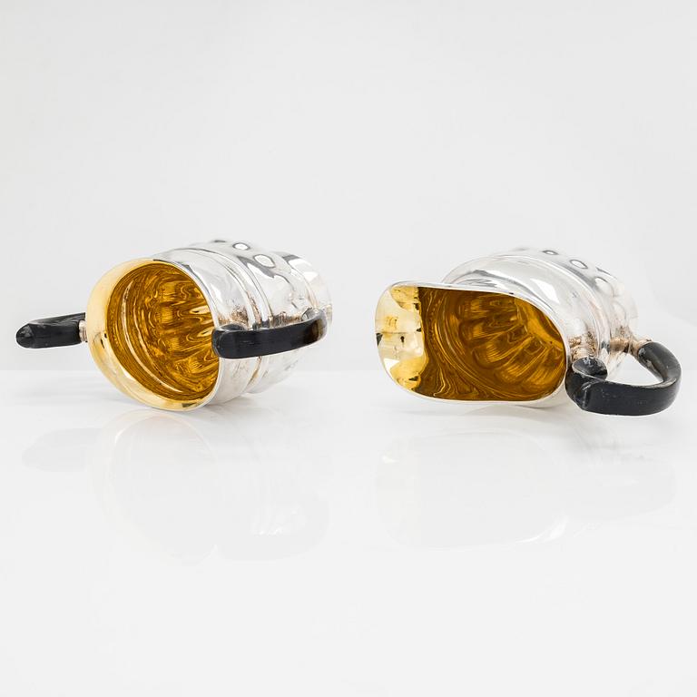 Sugar bowl and cream jug, and four pieces of silver cutlery, Vyborg, Turku, Hämeenlinna and Helsinki 1926-60.