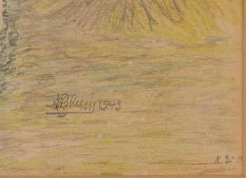 NILS NILSSON SKUM, blandteknik, signerad och daterad 1943.