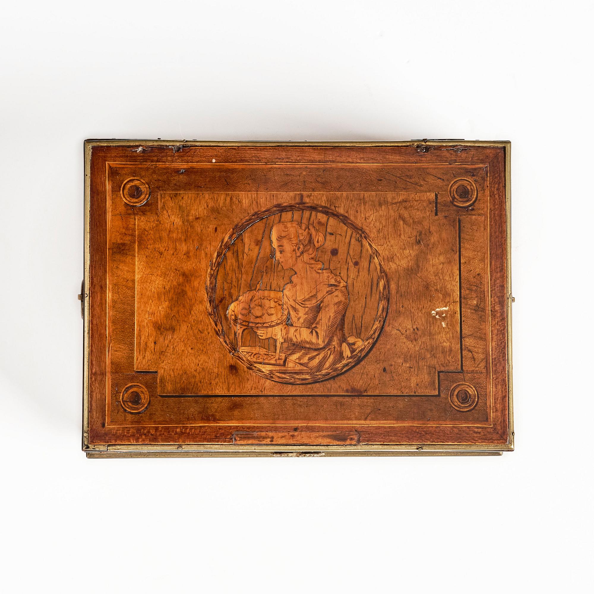 A Gustavian marquetry box with cover by G Haupt (1770-1784).