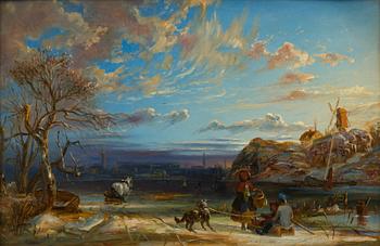 OKÄND KONSTNÄR, olja på kartongskiva, 1800-talets andra hälft.