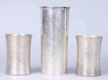 VASER, 3 st, silver, Råström, 1975 samt 1976. Tot vikt 720 gram.