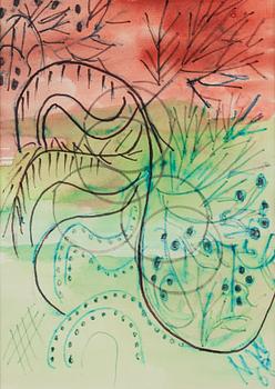 Nell Walden, mixed media on paper, signed and dated -68.