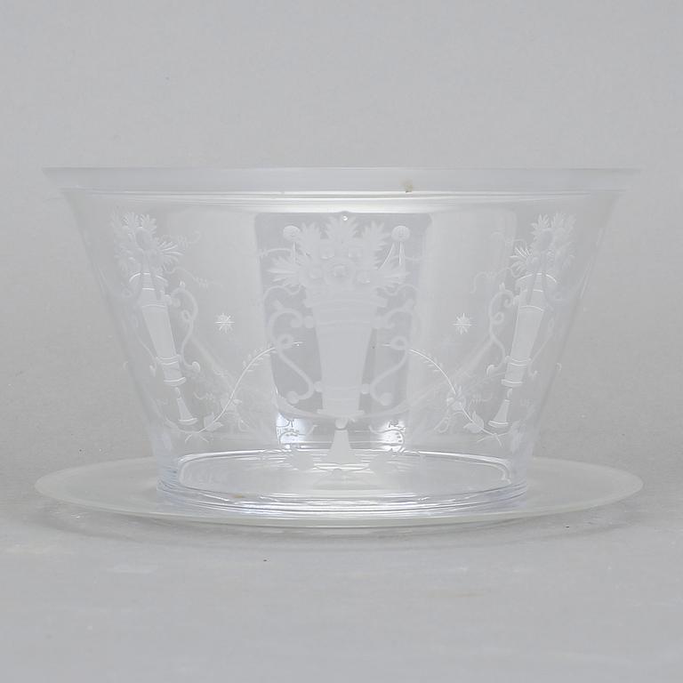 SKÅL med FAT, glas, Edvin Ollers, 1920-30-tal.