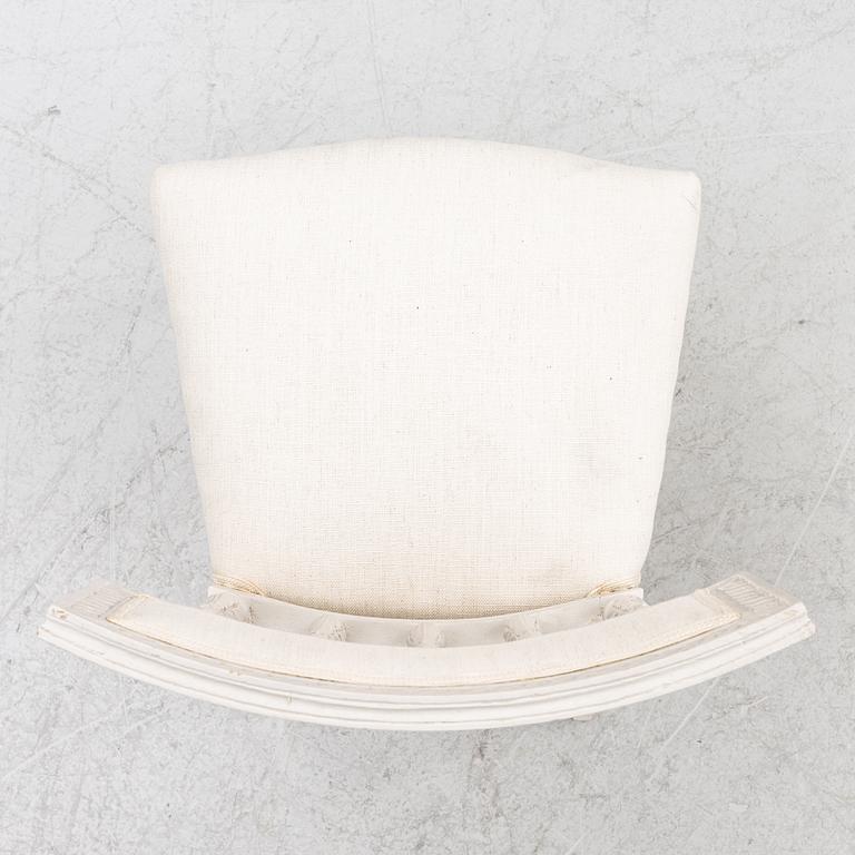 A set of three (2+1) late Gustavian chairs, Stockholm, late 18th century.