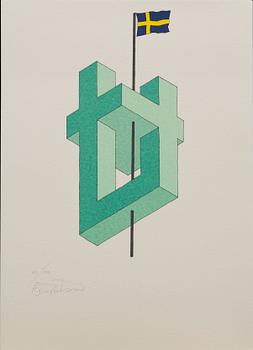 OSCAR REUTERSVÄRD, färglitografier 15 st i mapp signerade och numrerade 43/190.