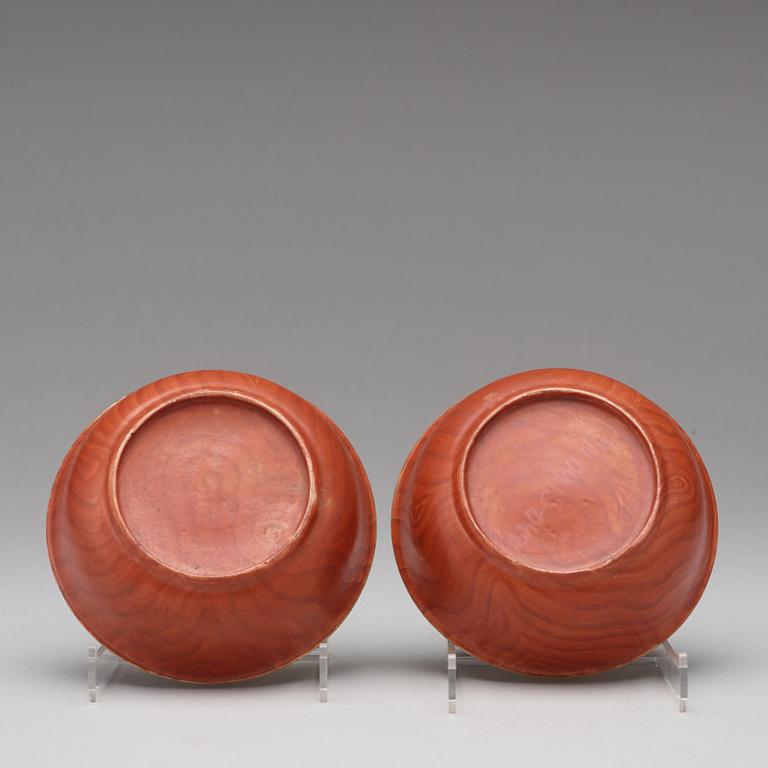 A pair of faux bois bowls, Qing dynasty, Qianlong (1736-95).