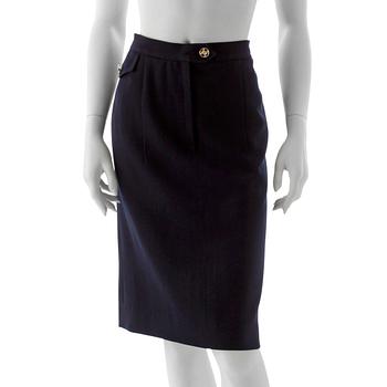913. CÉLINE, a blue wool blend skirt.