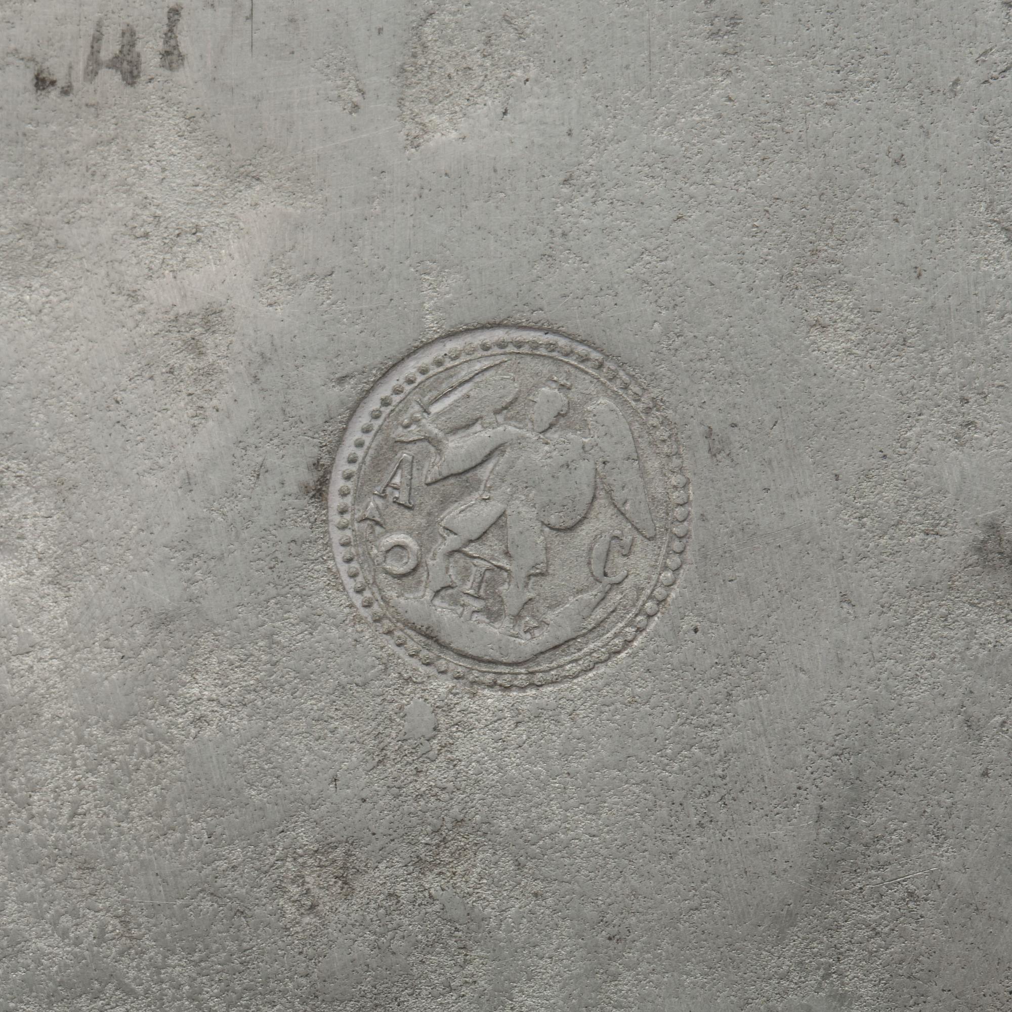 TALLRIK, tenn, troligen Flandern, 1700/1800-tal.