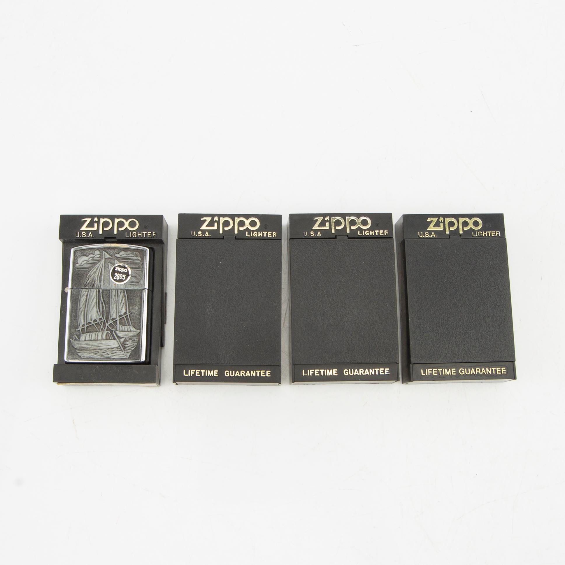 En samling Zippo tändare 14 st USA 1900-talets senare del.