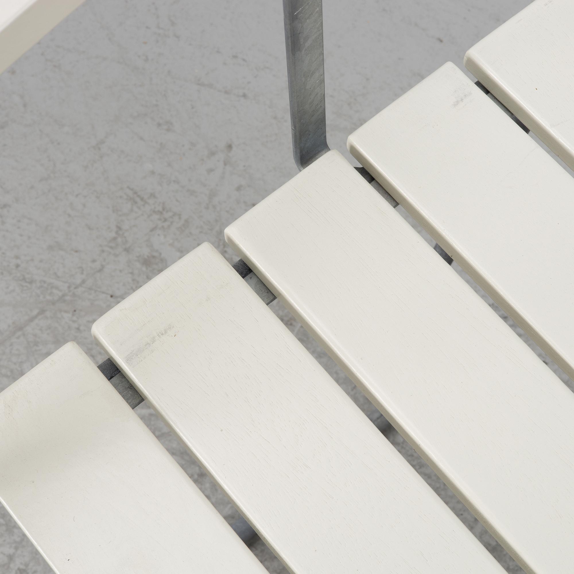 Arthur Lindquist, four armchairs model A2 and a table 9A, Grythyttan's steel furniture.