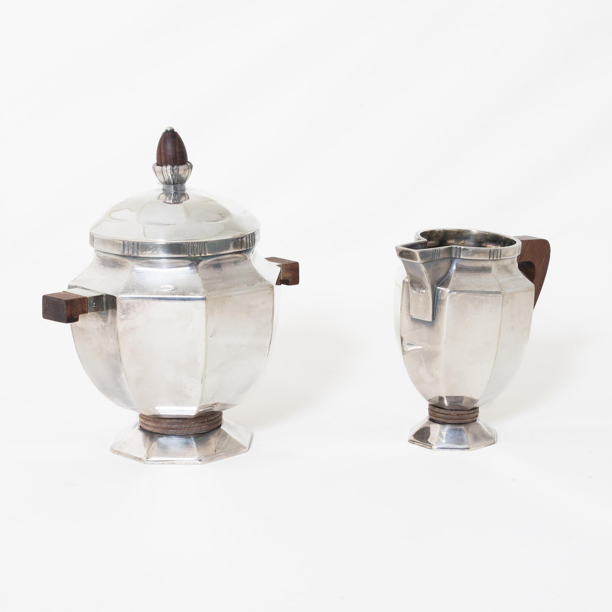Kaffeservis, 5 delar, nysilver, Christofle Orfèvrerie Gallia, Paris, Frankrike, 1930-tal.