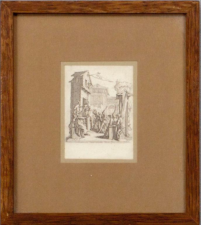 JACQUES CALLOT (FRANKRIKE), kopparstick, plåtsign., 5 st. 1600/1700 -tal.